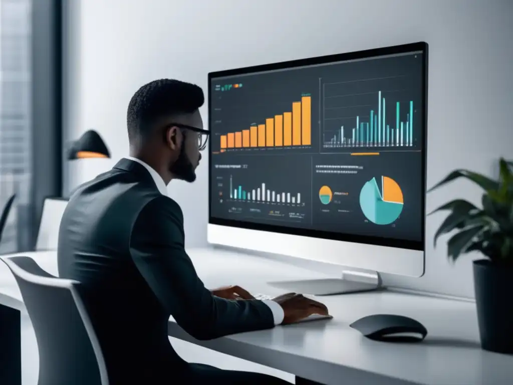 Persona analizando datos en pantalla de computadora