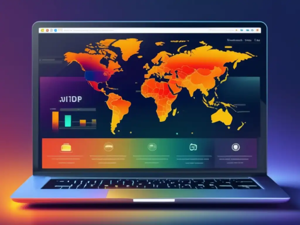 Laptop con heatmap: herramientas de afiliados para analizar comportamiento de visitantes en tu web