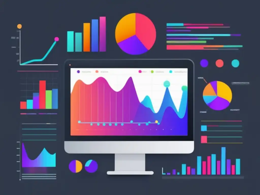 Ilustración minimalista con datos de conversiones y estrategias basadas en la ciencia para mejorar las conversiones en el marketing de afiliados