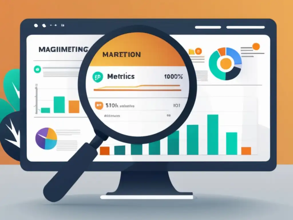 Magnifying glass analyzing key metrics to enhance affiliate marketing conversions