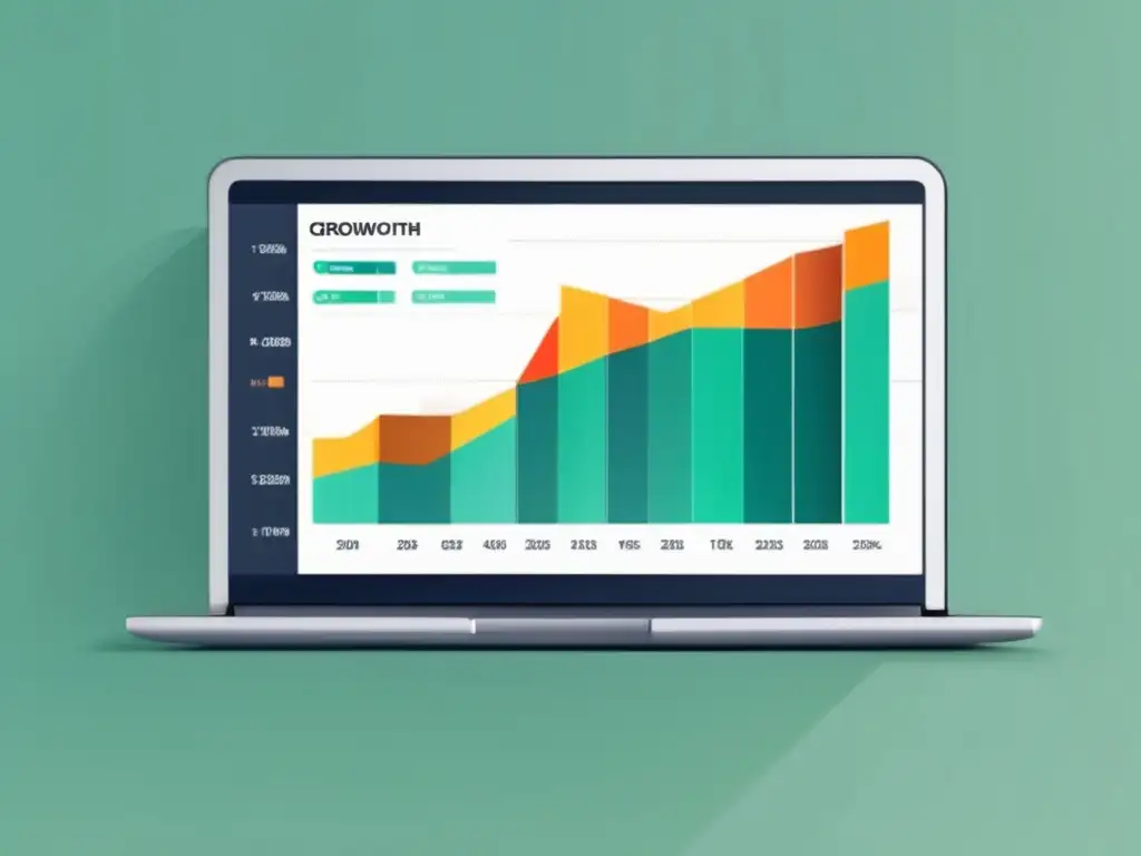 Laptop moderno muestra gráficas de métricas de marketing para tácticas de afiliados