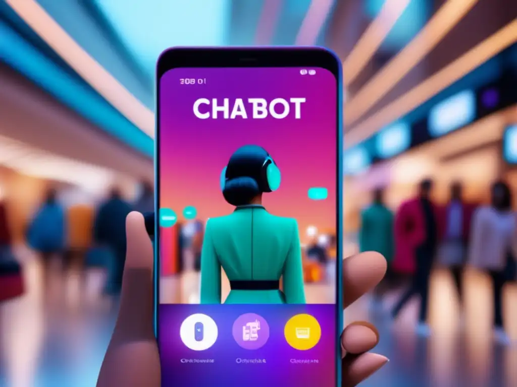 Smartphone moderno con chatbot en tienda de moda