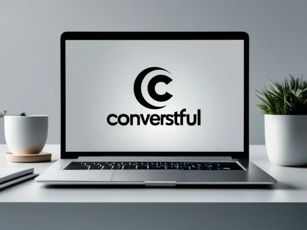 Ventajas del programa de afiliados de Convertful: imagen minimalista con laptop y logo en pantalla