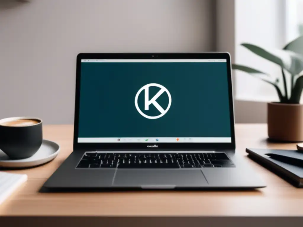 Laptop moderno y minimalista con logo ConvertKit en pantalla