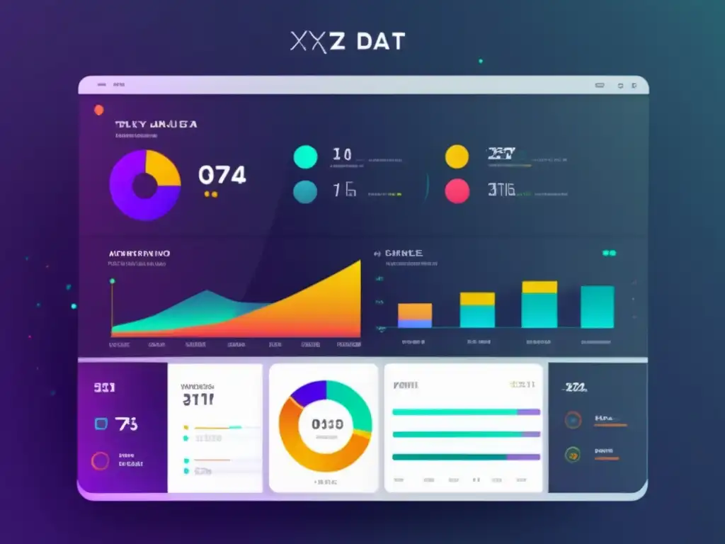 Dashboard futurista con visualizaciones de datos, herramientas secretas para aumentar conversiones en marketing de afiliados