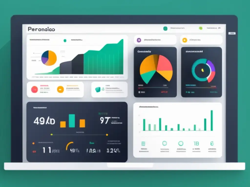 Dashboard minimalista con visualizaciones de datos y métricas