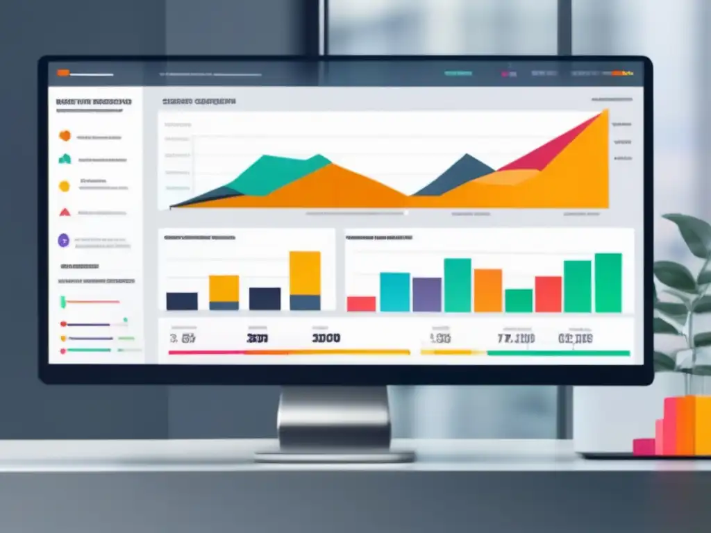 Herramientas de marketing de contenidos para afiliados en un moderno dashboard digital con gráficos y métricas