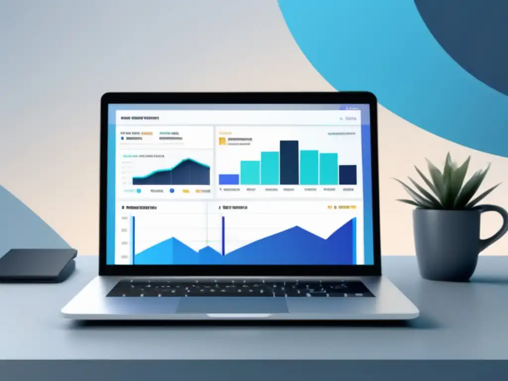 Tendencias actuales en el marketing de afiliados: Dashboard elegante y minimalista muestra métricas y gráficas de contenido