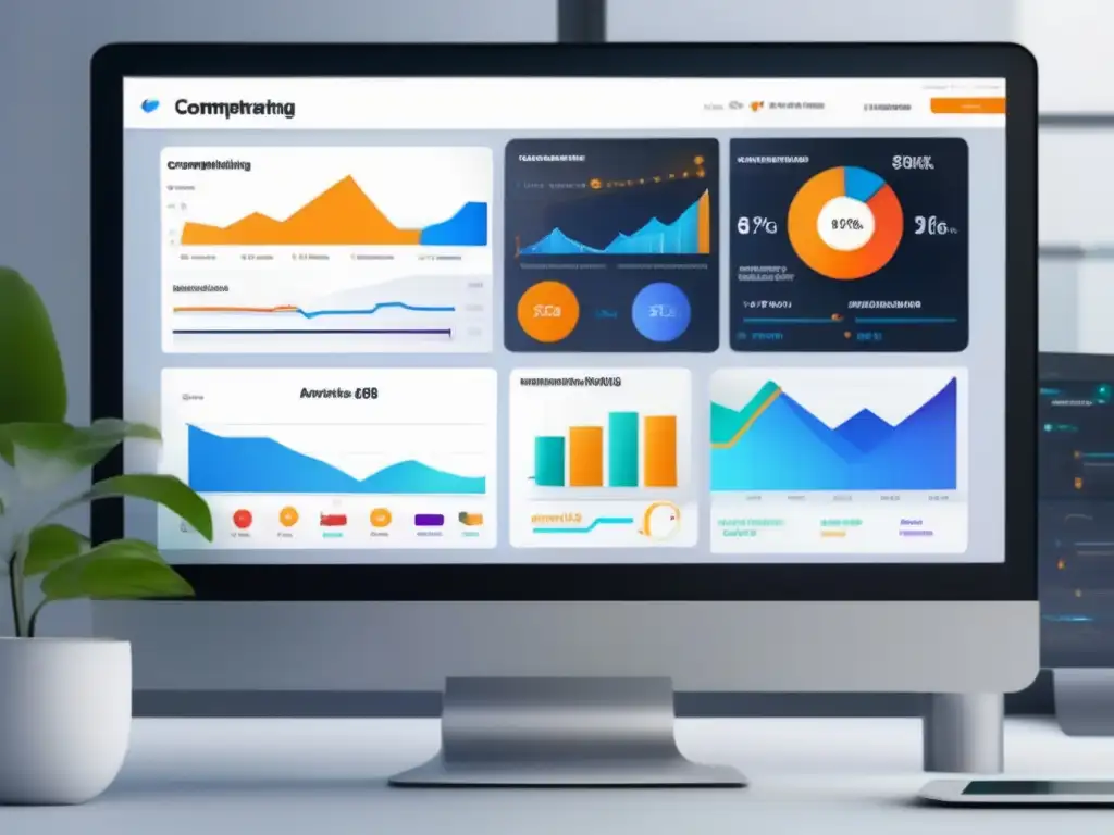 Dashboard de análisis de competencia en marketing de afiliados con gráficos y herramientas (110 caracteres)