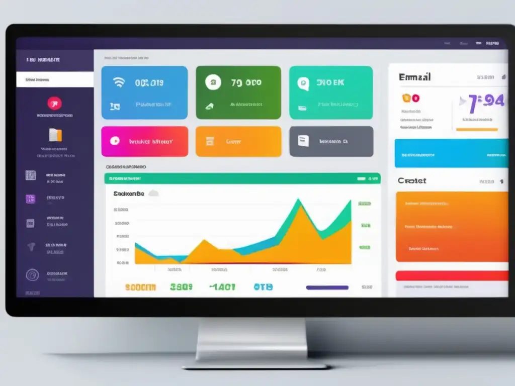 Dashboard de email marketing moderno y eficiente con diseño limpio y colores vibrantes