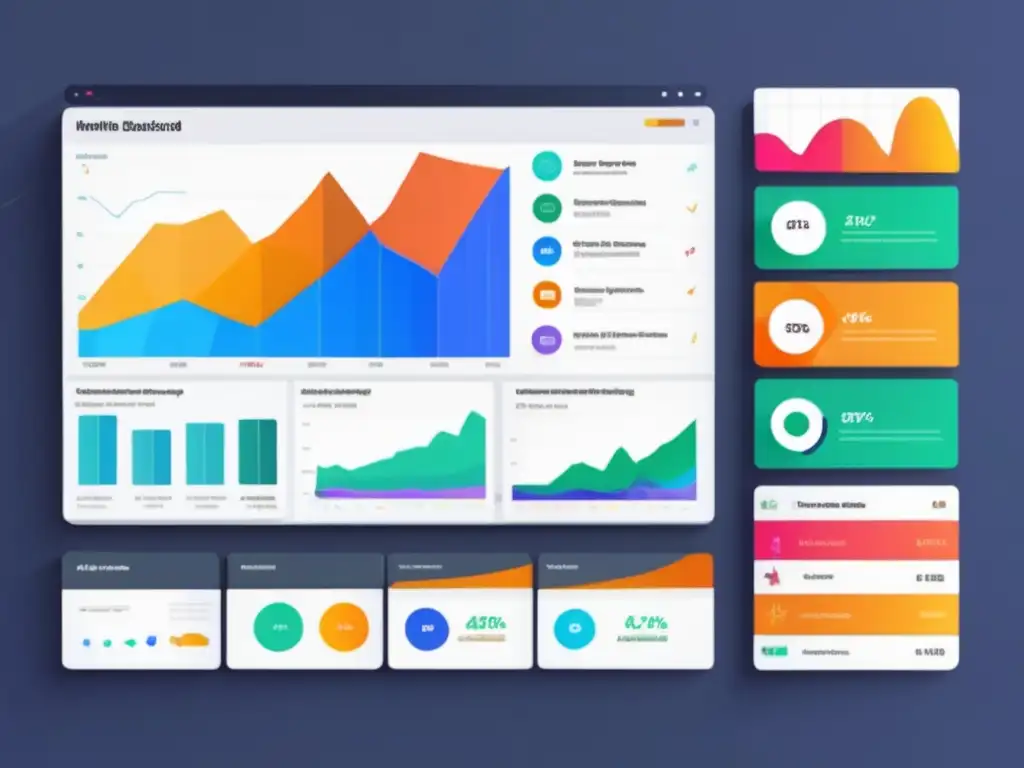 Dashboard moderno de marketing digital con gráficos de análisis de datos