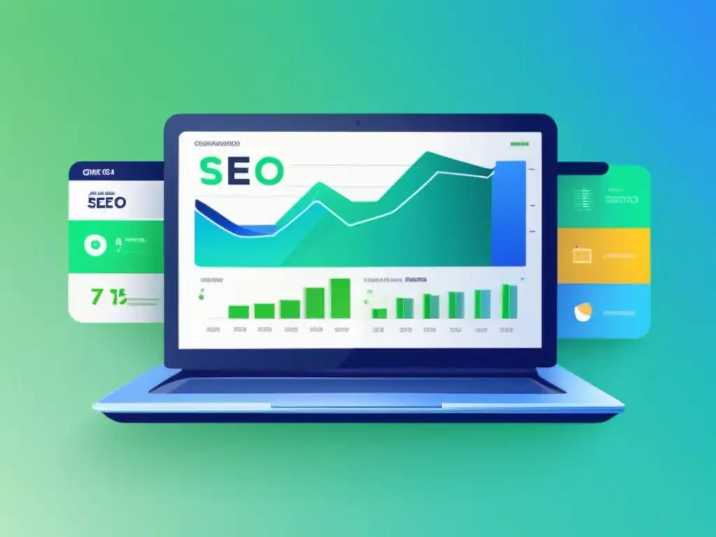 Laptop con dashboard SEO: técnicas probadas de SEO para aumentar ventas como afiliado