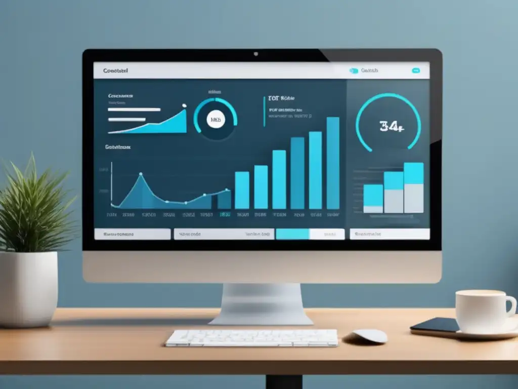 Dashboard moderno y minimalista de marketing digital con gráficos y métricas clave