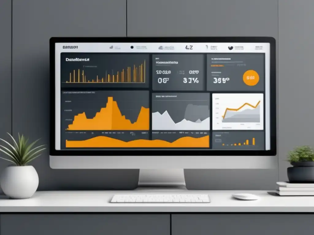 Métricas de rendimiento en campañas de afiliados en un elegante y moderno panel digital de 8k