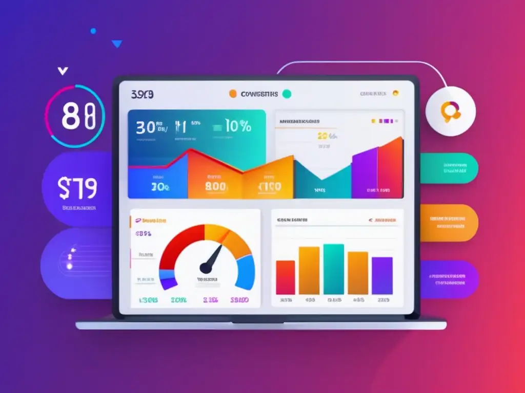 Dashboard digital minimalista con métricas clave para mejorar conversiones en marketing de afiliados