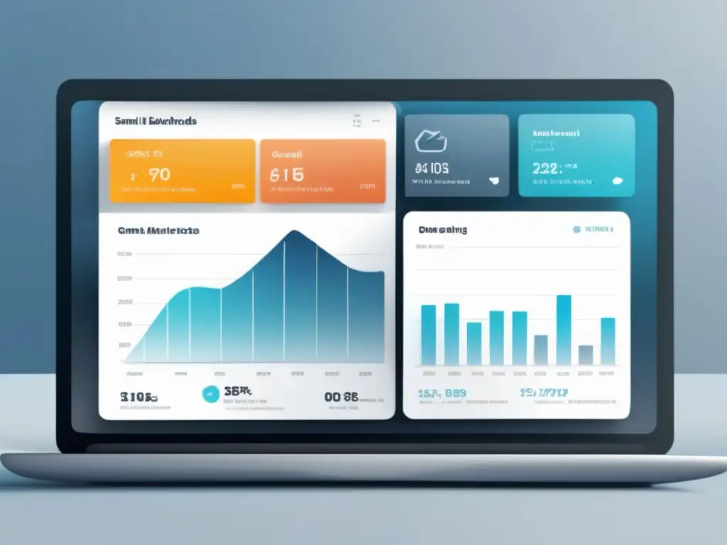 Panel de email marketing 8k con diseño minimalista y métricas visuales