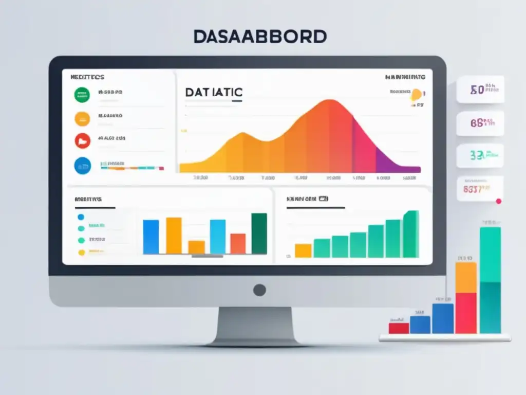 Dashboard moderno y minimalista con métricas y gráficos coloridos para marketing de afiliados