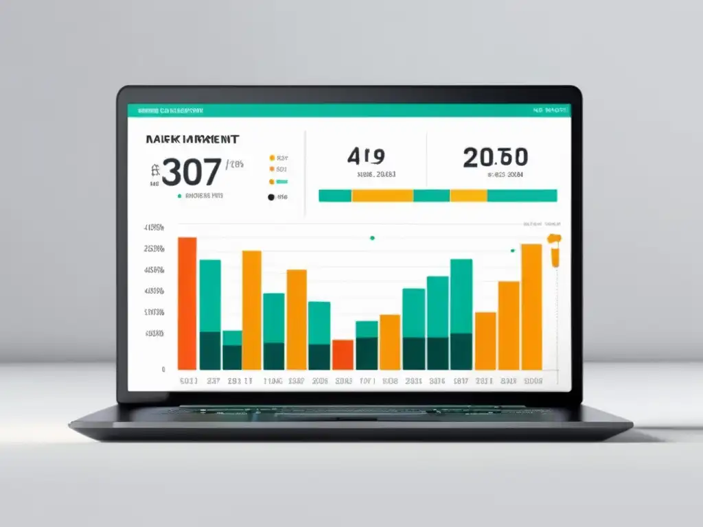 Laptop moderno con visualización de métricas clave para ROI en marketing de afiliados