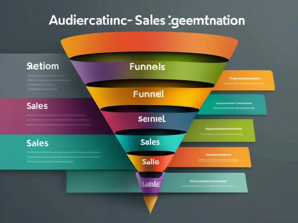 Diagrama de embudo minimalista y moderno para segmentación de audiencia y estrategias de marketing de afiliados