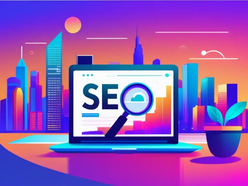 Estrategias de SEO para marketing de afiliados en imagen digital de paisaje minimalista y moderno