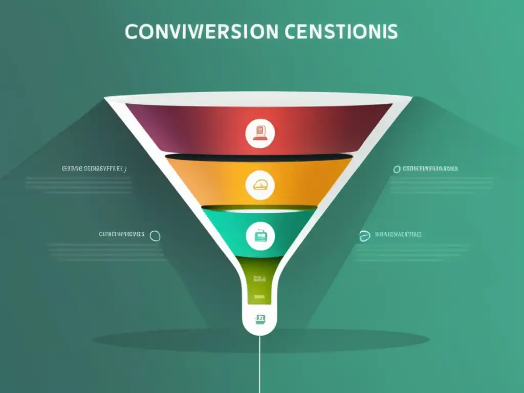 Estrategias para optimizar conversiones en marketing de afiliados: Funnel gráfico minimalista y moderno, representando eficiencia, crecimiento y éxito