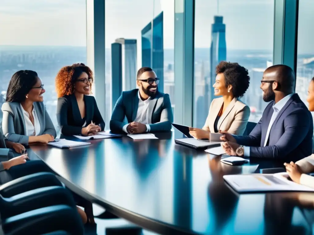 Equipo de expertos en marketing de afiliados discutiendo estrategias efectivas