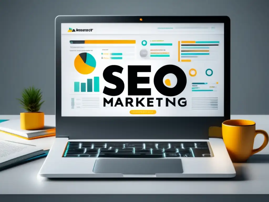 Escena minimalista y moderna que destaca las claves fundamentales SEO en el marketing de afiliados