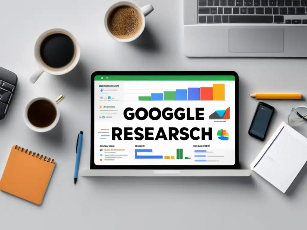 Herramientas de Keyword Research para afiliados en un escritorio moderno con gráficos y logos de Google Keyword Planner, SEMrush y Ahrefs