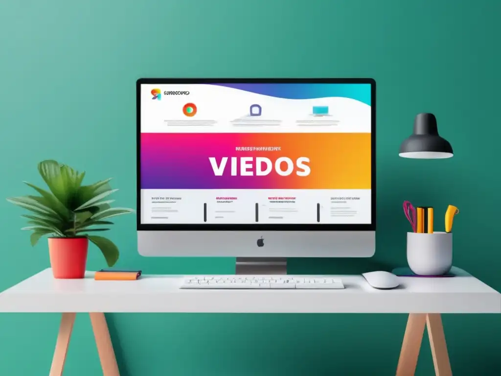 Espacio de trabajo minimalista con herramientas de video marketing para afiliados