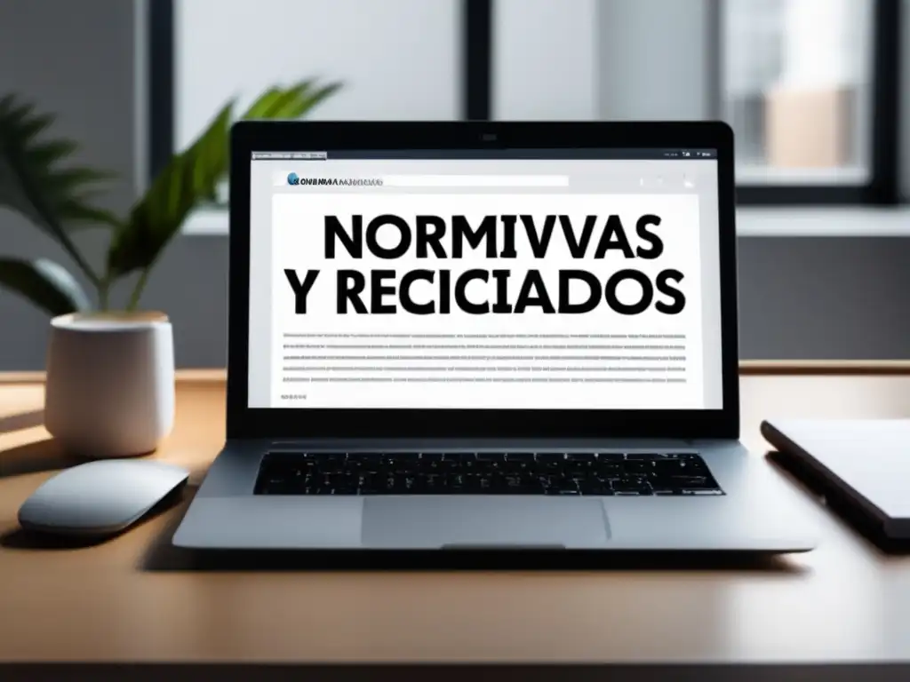 Oficina minimalista con laptop, bloc de notas y pluma ordenados