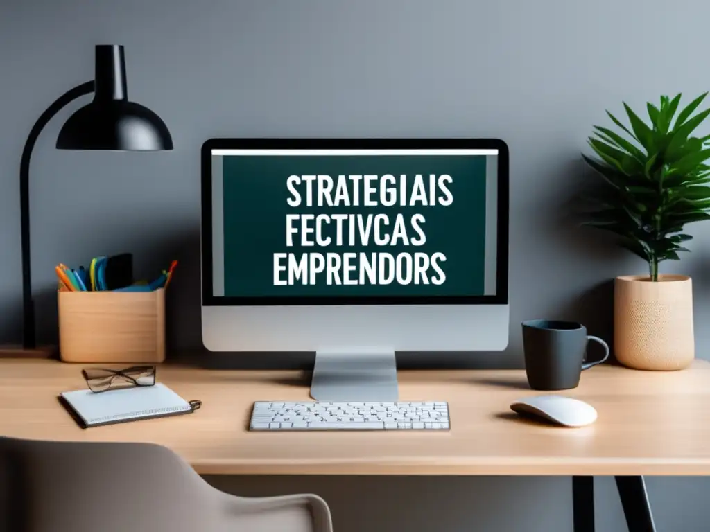 Escritorio minimalista con diseño moderno y estrategias efectivas de marketing de afiliados para emprendedores