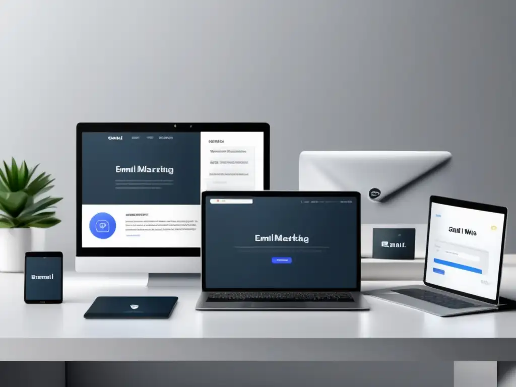 Escritorio minimalista con herramientas de email marketing para afiliados