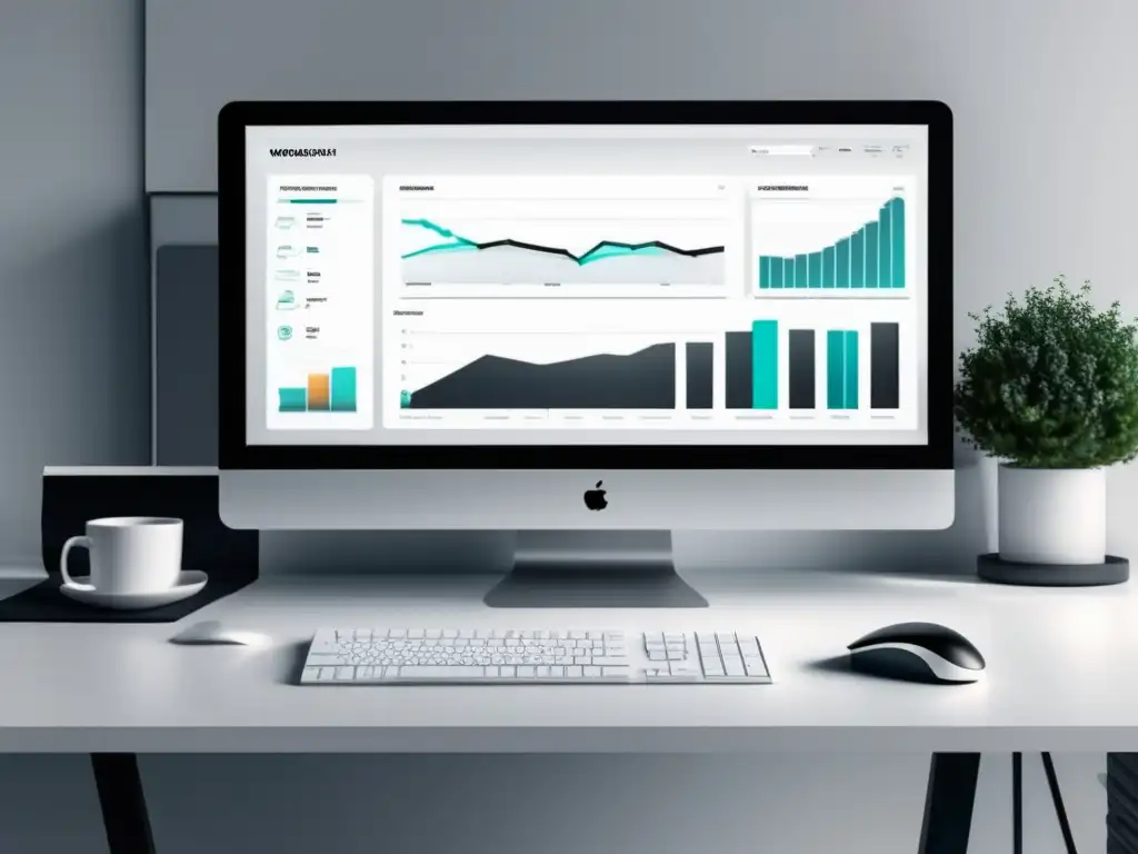 Espacio de trabajo minimalista con herramientas de automatización para afiliados