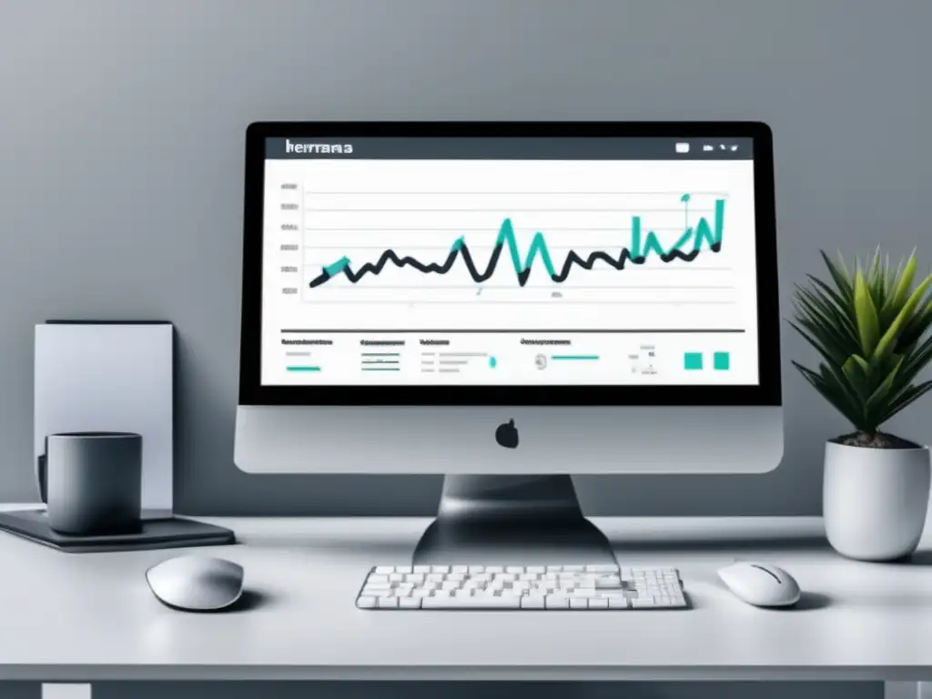 Espacio de trabajo minimalista con herramientas de optimización de conversiones para marketing de afiliados