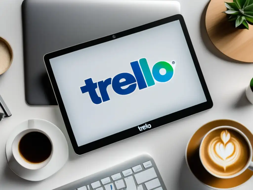 Laptop Trello: Programa de afiliados y espacio minimalista