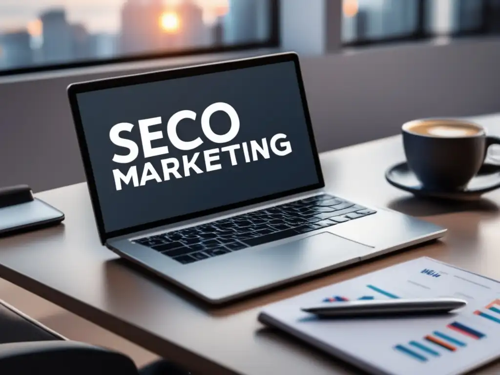 Espacio de trabajo de marketing digital con SEO en el marketing de afiliados