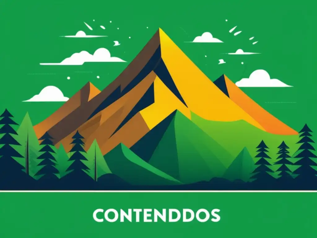 Ilustración cautivadora de una montaña y bosque que representa estrategias de contenido para aumentar ingresos en marketing de afiliados