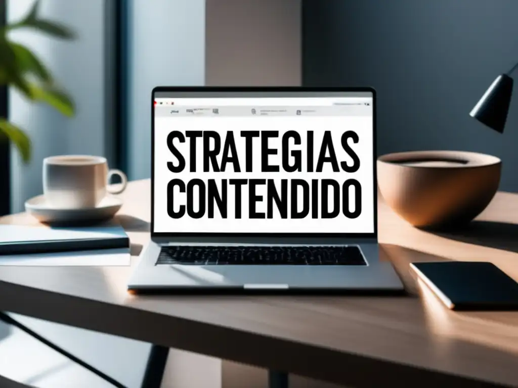 Espacio de trabajo limpio y moderno con estrategias de contenido para marketing de afiliados