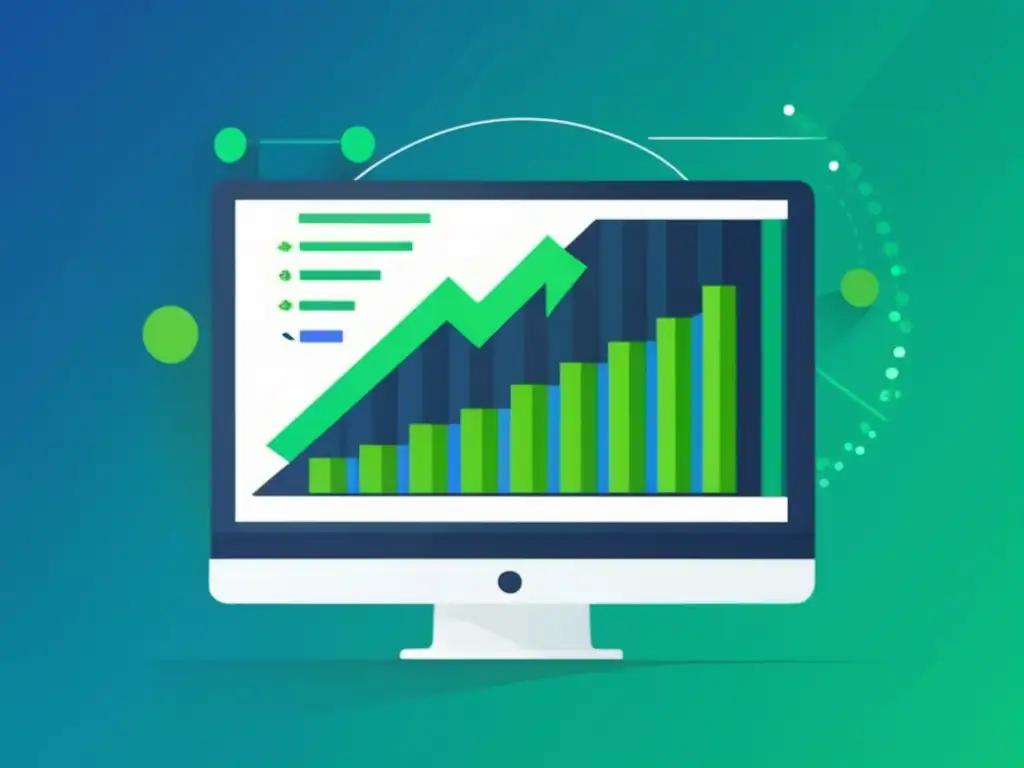 Imagen: Casos exitosos en marketing de afiliados - Gráfica de crecimiento en pantalla minimalista y llamativa