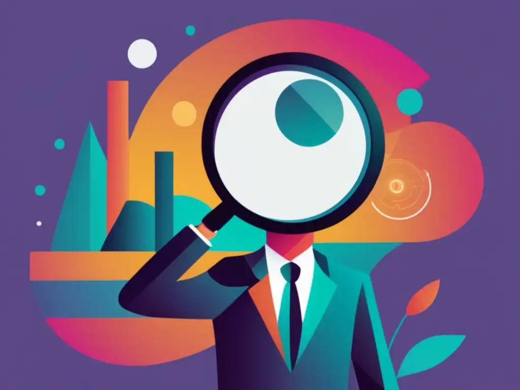 Persona experta en estrategia de contenido en marketing de afiliados con magnifying glass