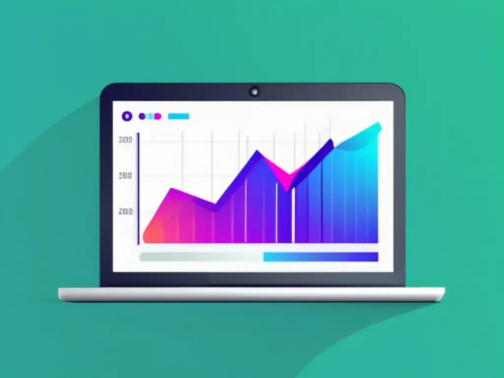 Laptop con pantalla vibrante muestra gráfico de crecimiento exponencial en el marketing de afiliados - casos de estudio exitosos