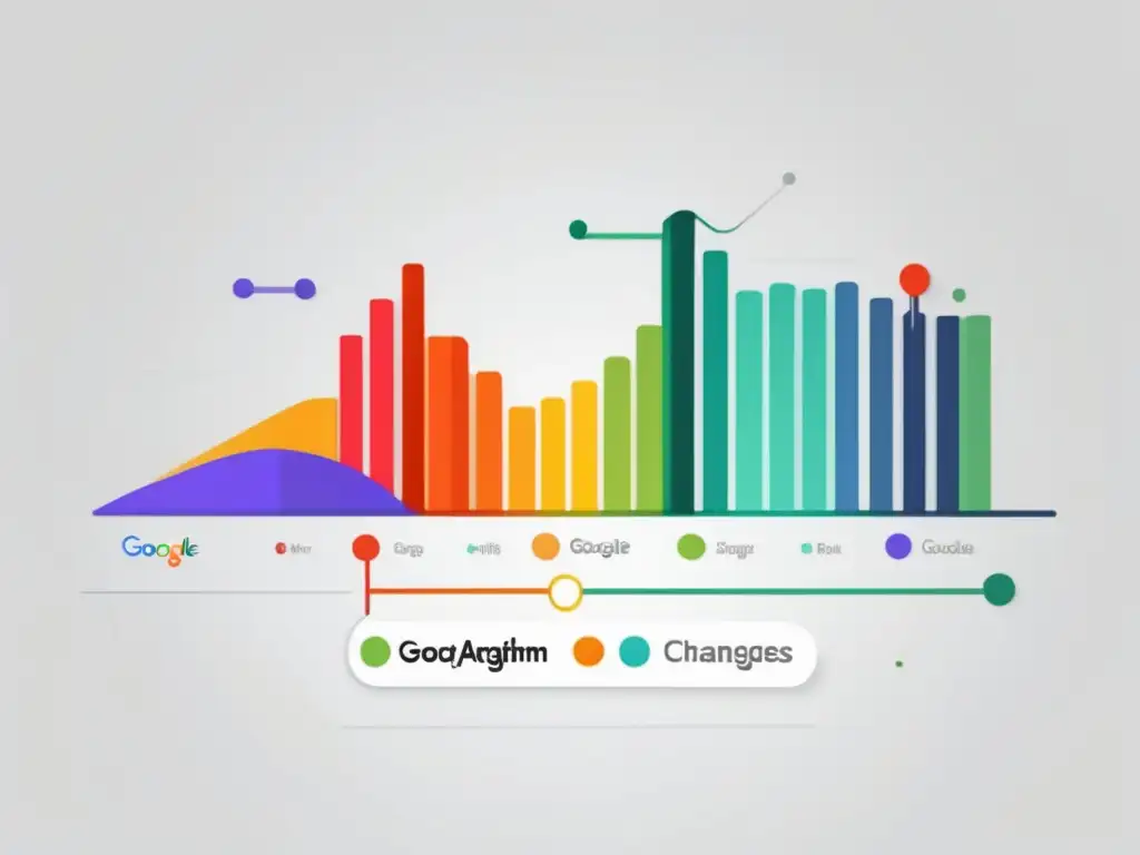 Gráfico de líneas que representa los cambios en los algoritmos de Google