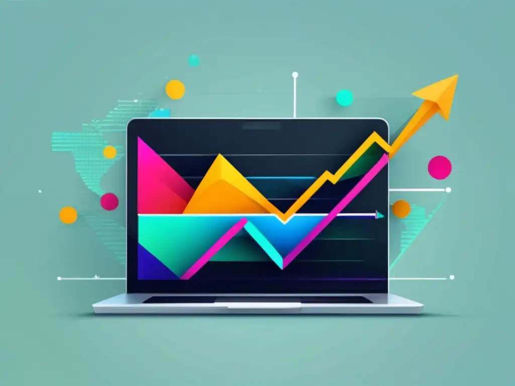 Gráfica detallada de programa de afiliados de alto rendimiento en laptop moderno