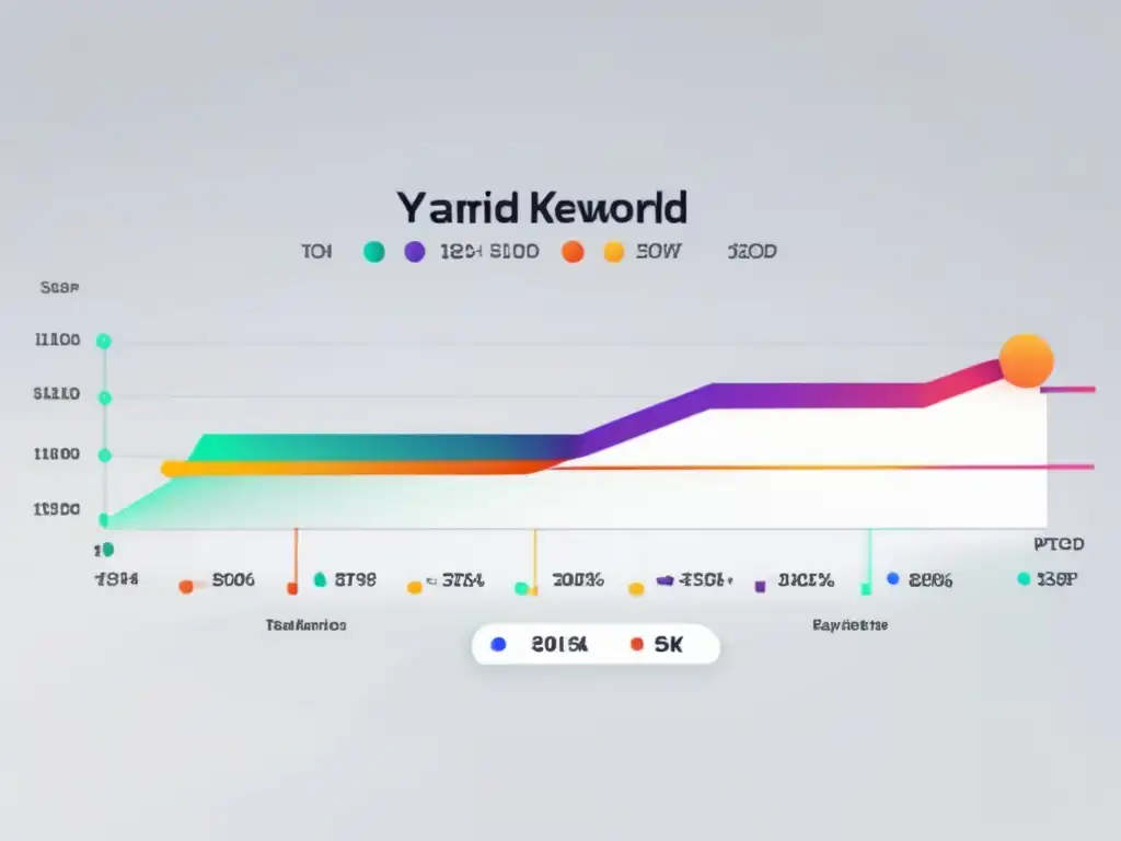 Gráfico de líneas mostrando el rendimiento de palabras clave en el marketing de afiliados