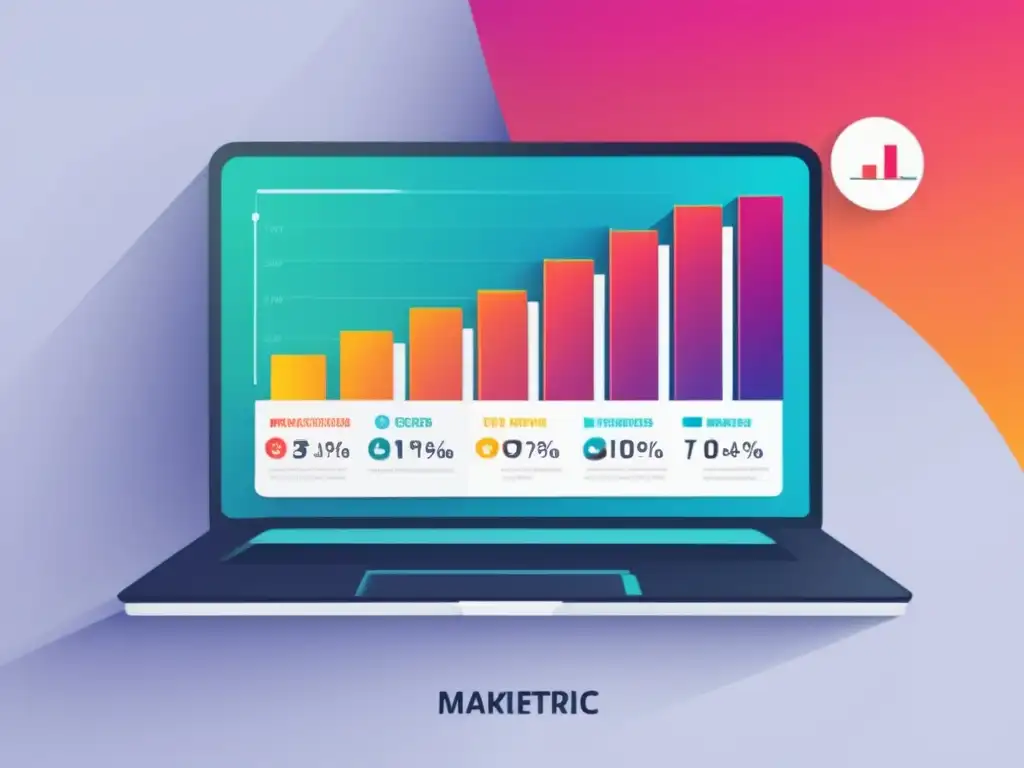 Laptop con gráfico de métricas clave marketing de afiliados