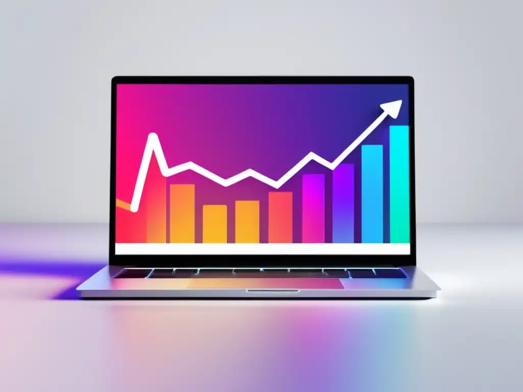 Imagen con laptop y gráfico de crecimiento, representando herramientas de marketing de afiliados