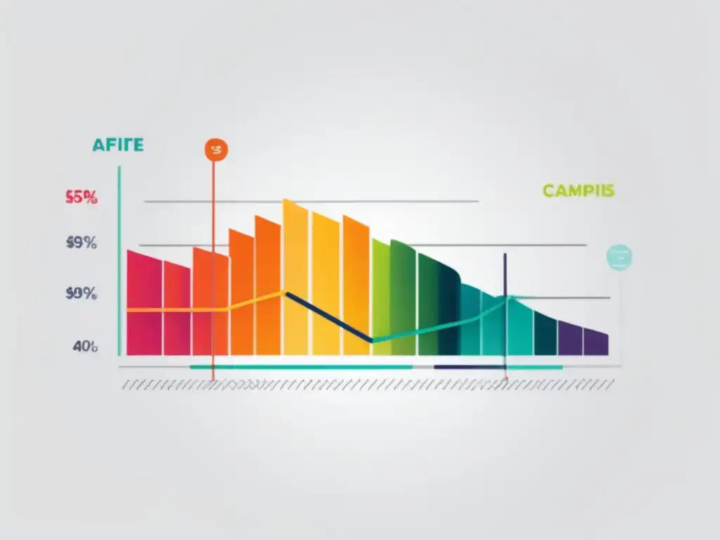 Gráfico de líneas de métricas de rendimiento de campañas de afiliados