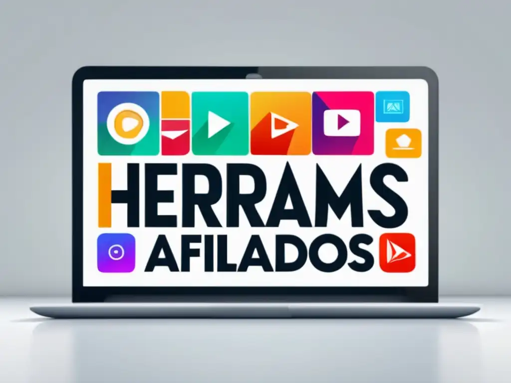 Laptop moderno con herramientas para afiliados en pantalla