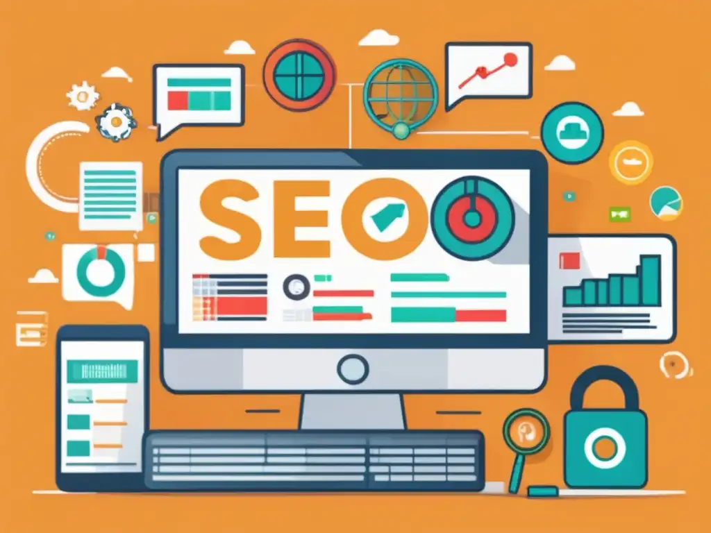 Ilustración minimalista y moderna que representa estrategias de SEO para el marketing de afiliados