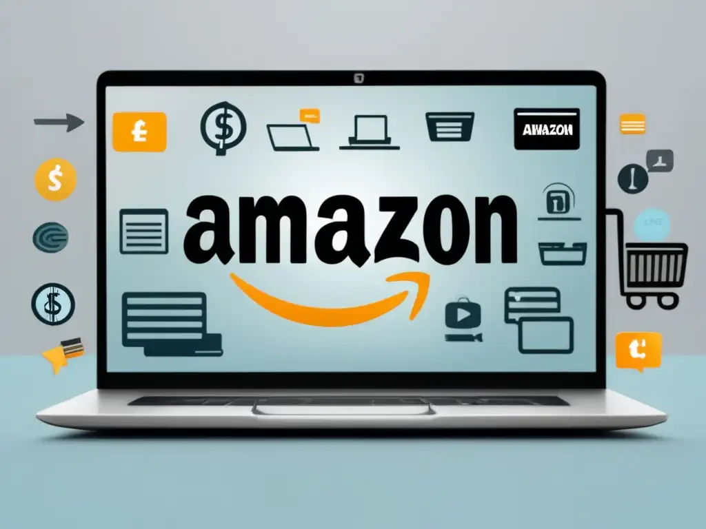 Laptop con logo de Amazon, afiliados y beneficios del programa de afiliados de Amazon